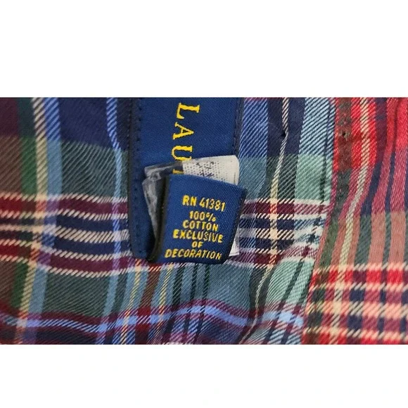 Ralph Lauren Mens XLT Tall Plaid Button Down Shirt Multicolor Cotton Pony Logo - Picture 6 of 9